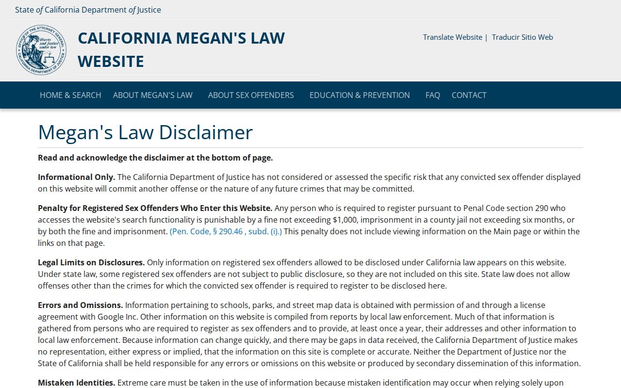 Ontario neighbors directory California Megan's Law registry