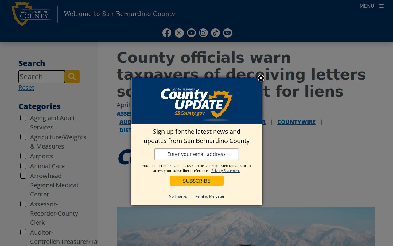 Ontario neighbors directory county deceptive lien letter warning