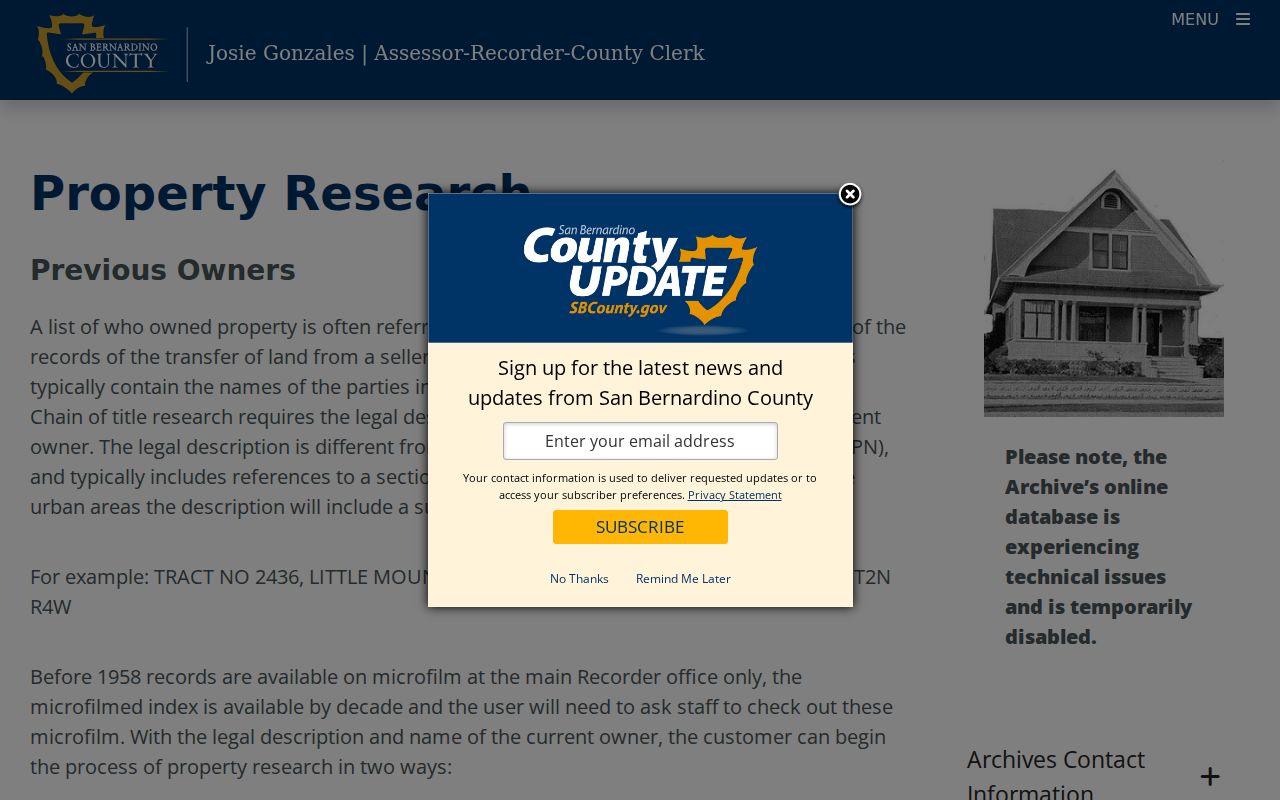 Ontario previous residents county property research guide