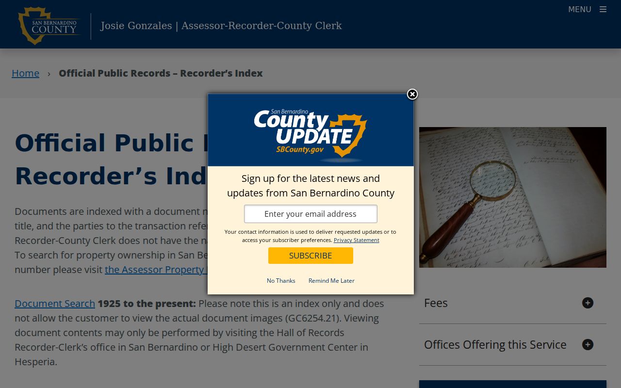 Ontario previous residents official recorder index
