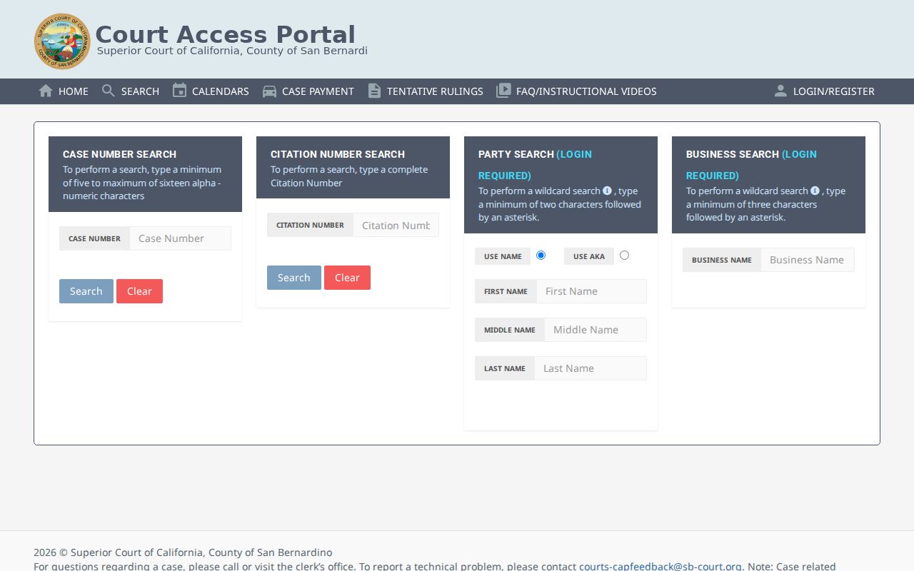 Ontario resident lookup San Bernardino Court Access Portal