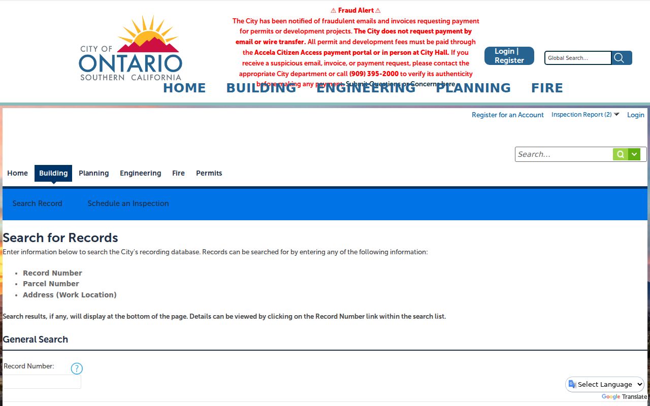 Ontario street directory building permit search by address